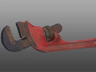 Red Pipe Wrench A Durable Hardware Tool For Plumbing And Repair Work 3d model