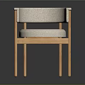 Stylish Modern Single Chair With Wooden Frame Curved Backrest And White Cushion