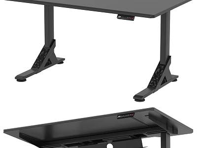 Modern Electric Height Adjustable Desk With Black Surface And Stable Metal Legs 3d model