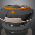 Modern Circular Device With Gray Body Orange Rim White Dial And Pointer