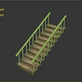 Sturdy Wooden Staircase With Handrail And Solid Steps For Indoor Use 3d model