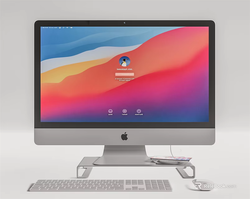 Apple iMac Desktop Setup With Keyboard Mouse Screen Display And User Profile Icon On Interface 3d model 