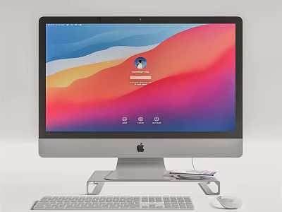 Apple iMac Desktop Setup With Keyboard Mouse Screen Display And User Profile Icon On Interface 3d model