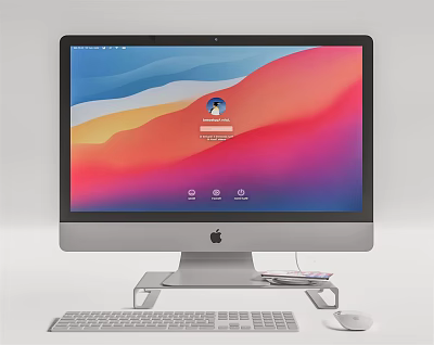 Apple iMac Desktop Setup With Keyboard Mouse Screen Display And User Profile Icon On Interface 3d model