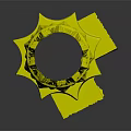 Yellow Ornate Architectural Column With Lotus Petal Design And Base