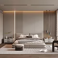 Modern Bedroom Interior Design With Bed Nightstands Wardrobe Area Rug And Lighting