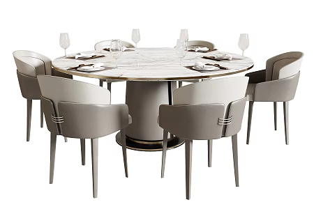 Dining Table and Chair Combination Round Dining Table Dining Chair Single Chair Dining Table Jewelry Ornaments 3d model