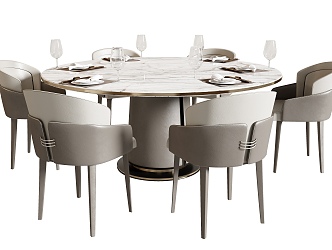 Dining Table and Chair Combination Round Dining Table Dining Chair Single Chair Dining Table Jewelry Ornaments 3d model