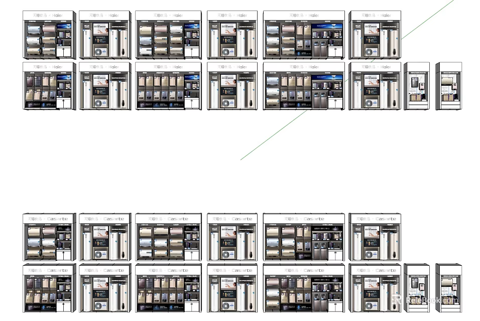 Various Daily Use Household Appliances Showcased In Modern Retail Display Racks 3d model 
