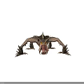Mythical Monster Character Design With Spiked Head Sharp Teeth Yellow Eyes And Clawed Limbs 3d model