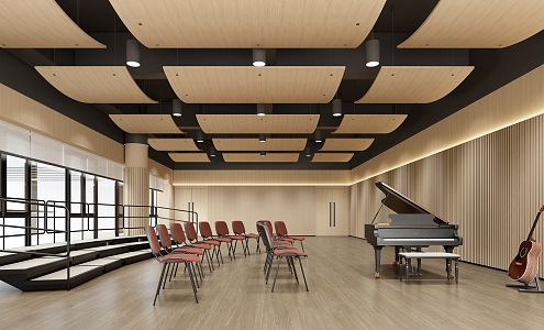 Modern Music Classroom Chorus Training Room 3d model