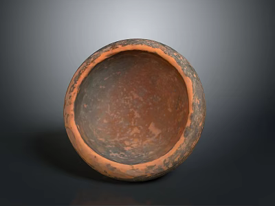 Handcrafted Clay Bowl Sculpture With Round Shape Textured Surface And Earthy Brown Tones 3d model