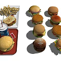Delicious Fast Food Assortment Including Burgers French Fries And Soft Drink