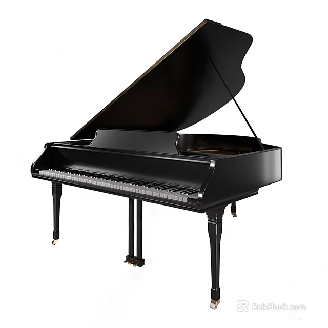 Elegant Black Grand Piano Musical Instrument With Polished Surface And Classic Design 3d model 