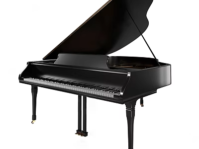 Elegant Black Grand Piano Musical Instrument With Polished Surface And Classic Design 3d model