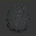 Artistic Intricately Carved Egg Shaped Decorative Sculpture With Floral Patterns