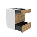 Modern Kitchen Cabinets With Open Drawers And Wooden Dark Panel Design 3d model