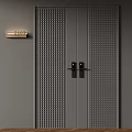 Modern Double Doors With Grid Pattern And Dark Gray Residential Entry