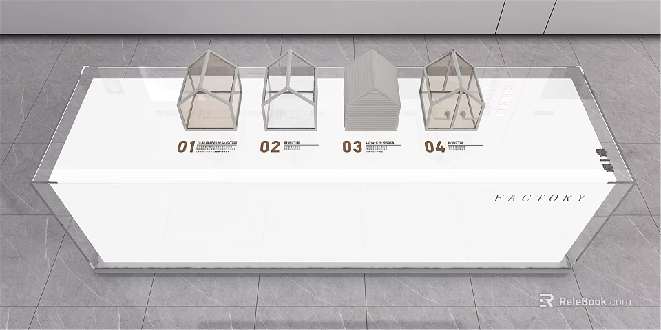 Four Modern Display Shelves With Transparent And Solid Structural Designs 3d model