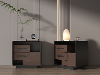 Modern Bedside Cabinet Italian-style Bedside Cabinet Bedside Cabinet Decorative Ornaments Bedside Cabinet Ornaments 3d model