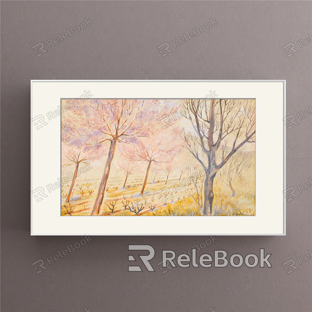 Modern landscape painting simple yellow living room model