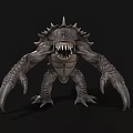 3D Rendering of Fierce Monster With Sharp Spikes Claws and Menacing Teeth