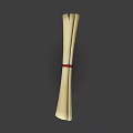 Ancient Rolled Scroll Tied With Red Ribbon On Gray Background 3d model