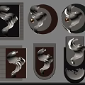 Modern Wall Decor With Abstract Curved Metal Designs And Contrasting Colors