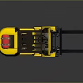Yellow Heavy Duty Industrial Forklift With Red Gas Cylinder Black Forks And Cab