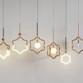 Modern Geometric Pendant Lights With Gold Frames And Illuminated Stylish Design 3d model