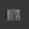 Rusty Metal Oil Tank With Colorful Graffiti Metal Staircase And Decorative Base