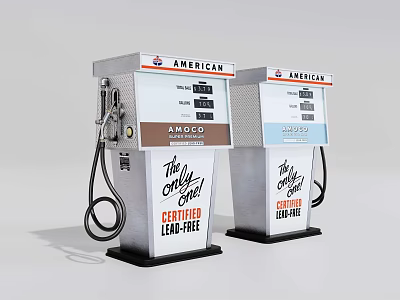 American Brand Vintage Fuel Dispensers With The Good Stuff And Carters Lead Free Labels 3d model