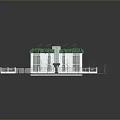 Modern White Building With Green Roof Solar Panels Parking Area And Fence