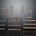 Modern Wooden and Metal Open Shelves with Multi Tiered Design for Home Decor