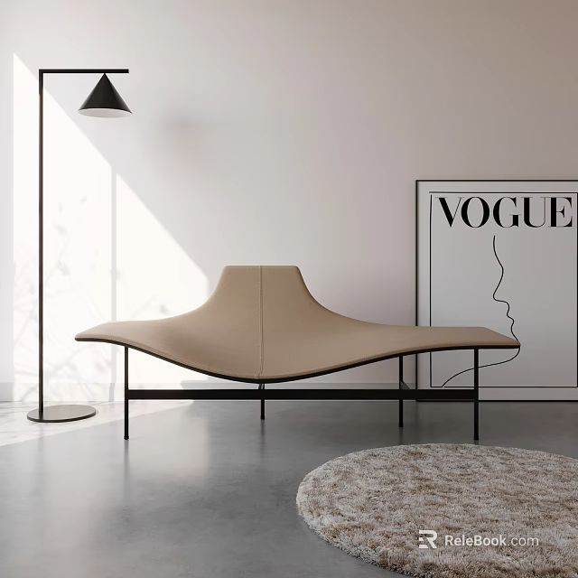 Modern Lounge Chair Interior With Floor Lamp And VOGUE Poster In Minimalist Style 3d model 