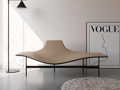 Modern Lounge Chair Interior With Floor Lamp And VOGUE Poster In Minimalist Style 3d model