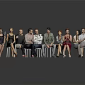 Group of People with Different Poses and Casual Clothing in Studio
