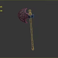 Artistic Intricately Carved Axe Sculpture With Decorative Patterns And Wooden Handle