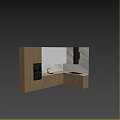 Modern Kitchen Interior With Wooden And White Cabinets Marble Wall And Appliances