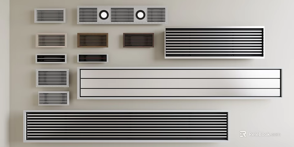Collection Of Air Conditioner Vent Designs Displayed 3d model 