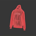 Gray Hoodie With Pink Sleeves And VENOM Print Design For Casual Wear