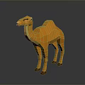 Orange Low Poly Camel 3D Model With Smooth Edges On Dark Background 3d model