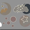 Cute Nursery Wall Lamps With Moon Cloud Star And Elephant Shapes