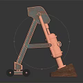 Industrial Mechanical Press Tool With Wheeled Base And Metal Arm Structure 3d model