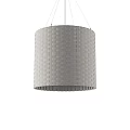 Stylish Black And White Grid Pattern Cylindrical Chandelier With Fabric Lampshade Design