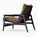 Comfortable Brown Cushioned Leisure Chair With Dark Wooden Frame Modern Design