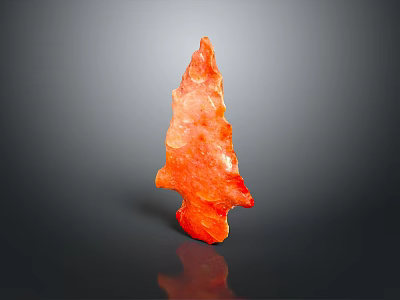 Orange Arrow Shaped Wooden Stone Decor With Gray Background And Reflective Surface 3d model
