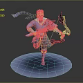 3D Model Man Warrior Standing with Bow and Arrow on Round Platform 3d model