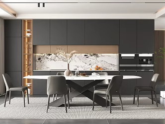 Modern Restaurant Premium Grey Restaurant 3d model
