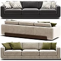 Modern Style Sofas With Gray Beige Upholstery And Green Geometric Pillows 3d model
